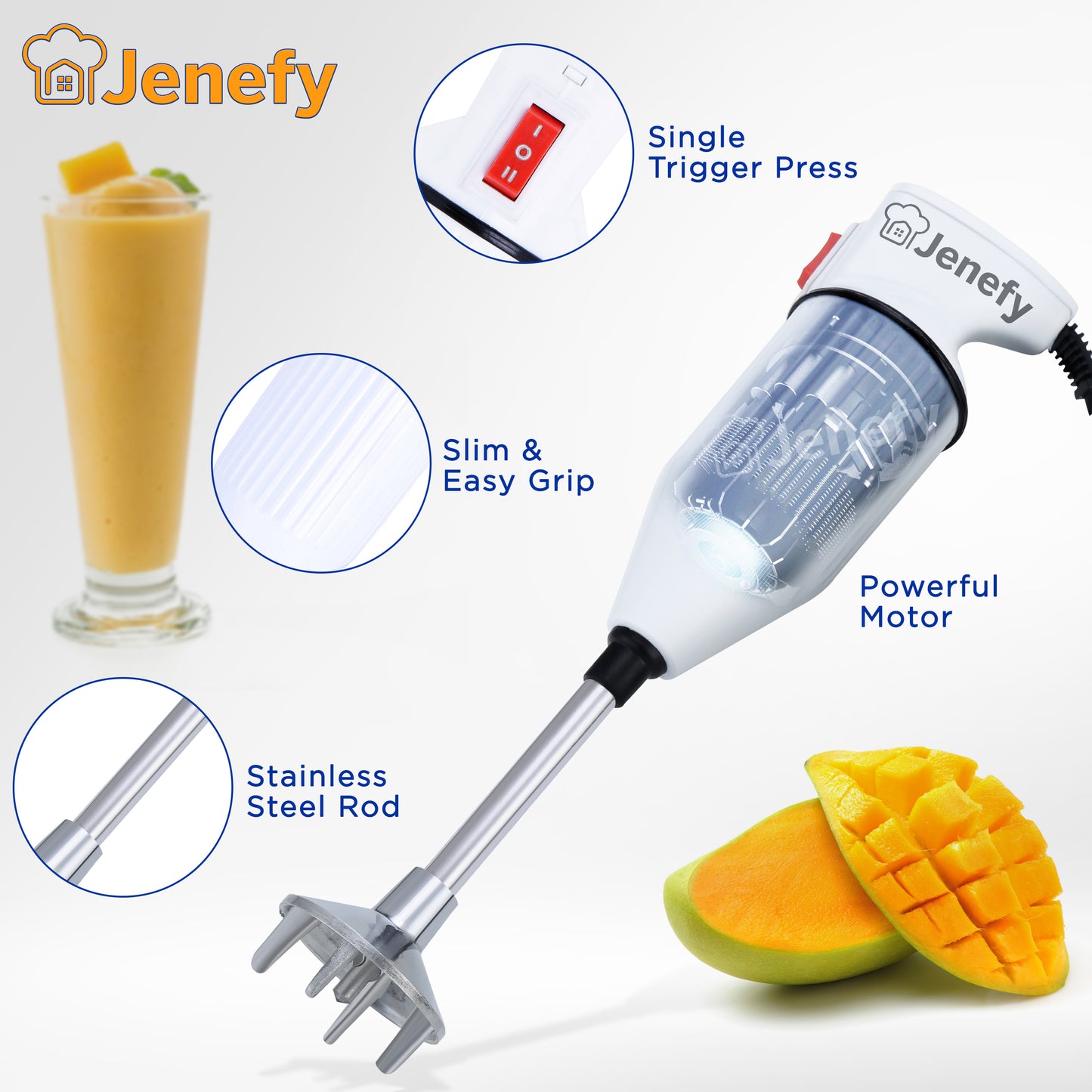 jenefy electric hand blender stainless steel 360w