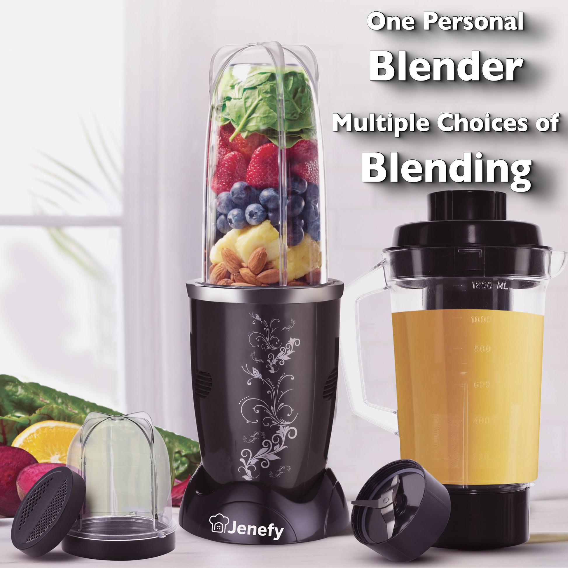 jenefy bullet mixer grinder juicer blender 400 w with 3 jars (500 ml & 300 ml & juicer jar)