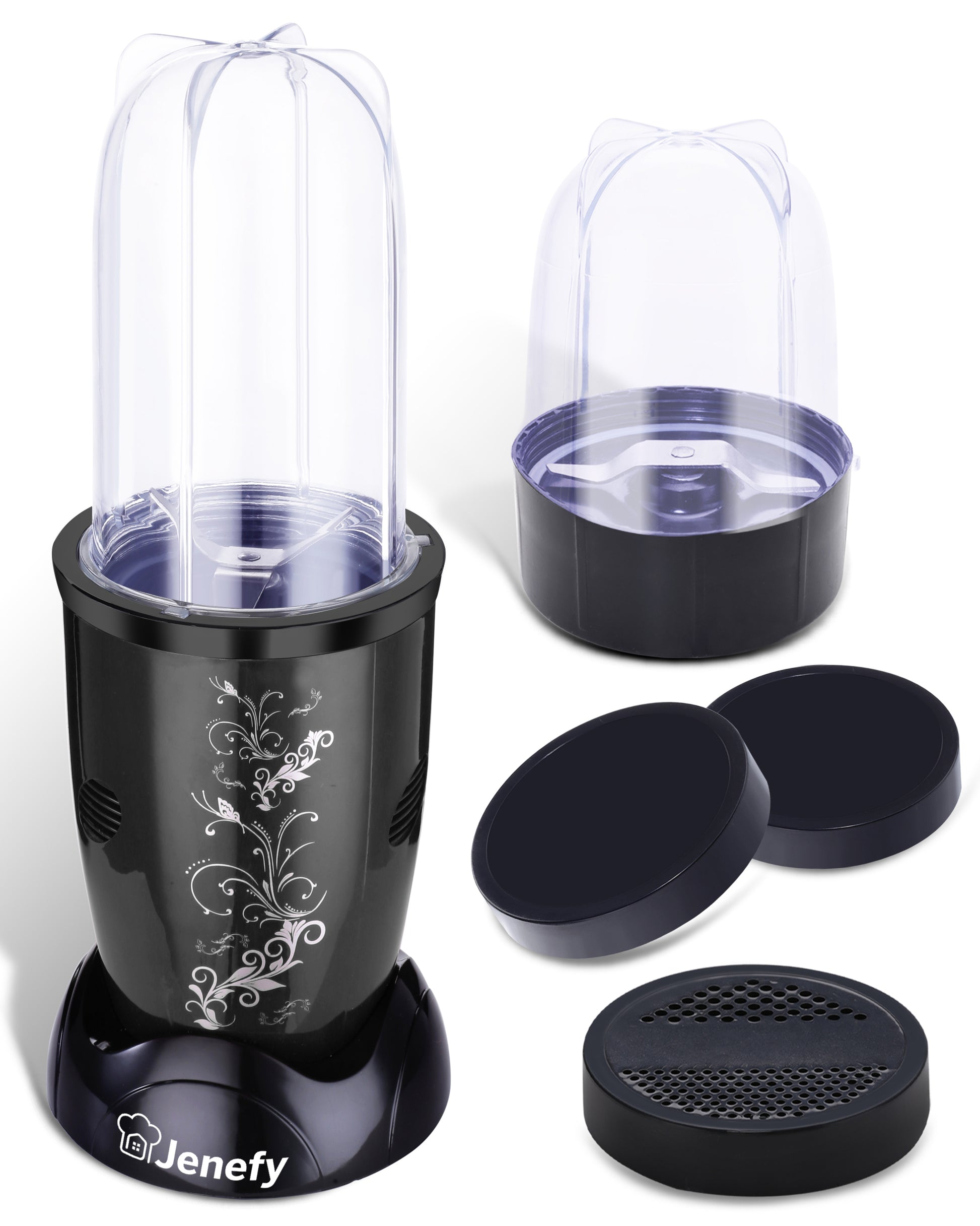 jenefy bullet mixer grinder blender 400 w with 2 jars (500 ml & 300 ml) black / 400 watts / 2 jar