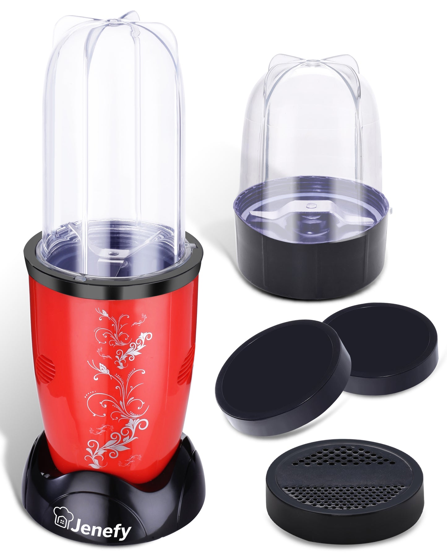 jenefy bullet mixer grinder blender 400 w with 2 jars (500 ml & 300 ml) red / 400 watts / 2 jar